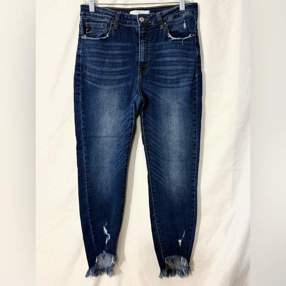 KanCan High Rise Ankle Length Distressed Skinny Jeans W/ Destroyed Hems Size 11 - Picture 4 of 12